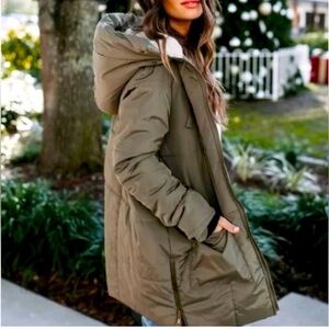 VICI Sherpa Lined Puffer Jacket - Olive Green
